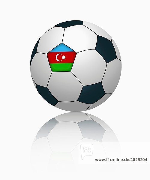 Aserbaidschan Flagge auf Fußball  Nahaufnahme