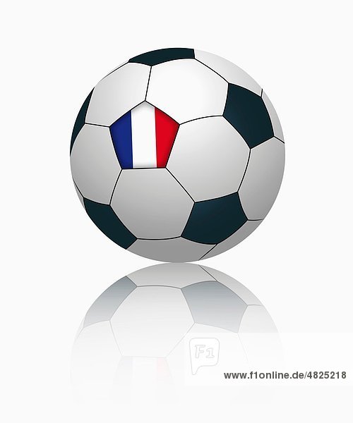 Französische Flagge auf Fußball  Nahaufnahme