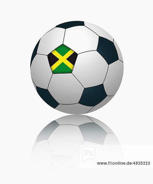 Jamaika Flagge auf Fußball  Nahaufnahme