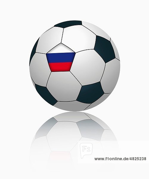 Russische Flagge auf Fußball  Nahaufnahme