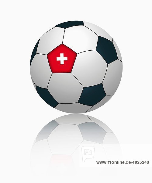 Schweizer Fahne zum Thema Fussball  Nahaufnahme