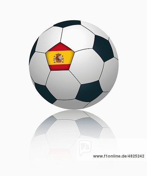 Spanische Flagge auf Fußball  Nahaufnahme