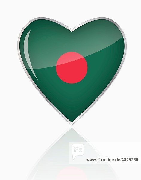 Bangladesch Flagge in Herzform auf weißem Hintergrund