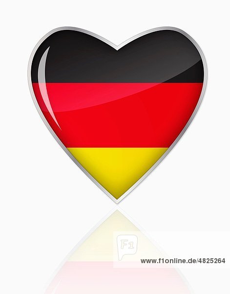 Deutsche Flagge in Herzform auf weißem Grund