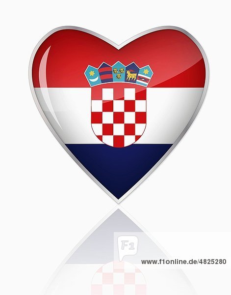 Kroatische Flagge in Herzform auf weißem Grund