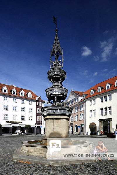 Marienbrunnen fountain on Altstadtmarkt square  Braunschweig  Lower Saxony  Germany  Europe