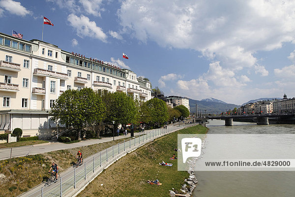 Sacher Hotel  Salzach River  Salzburg  Salzburger Land  Austria  Europe