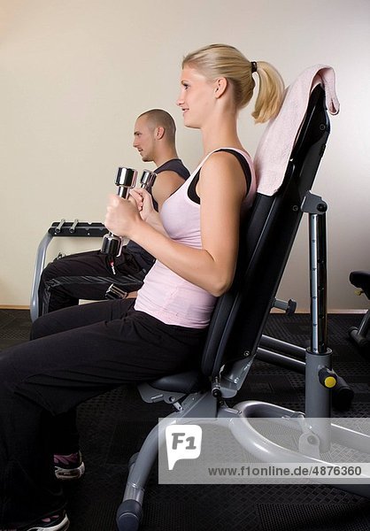 Frau , Mann , Hantel , Training , jung
