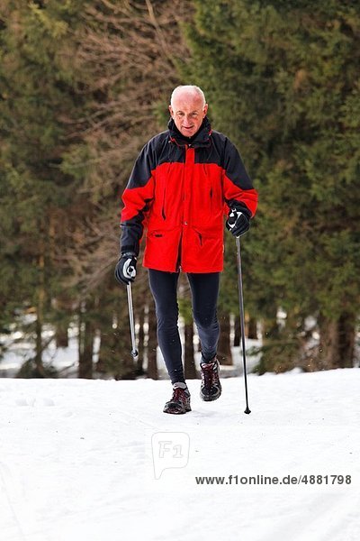 Senior Senioren Winter gehen Norden Schnee