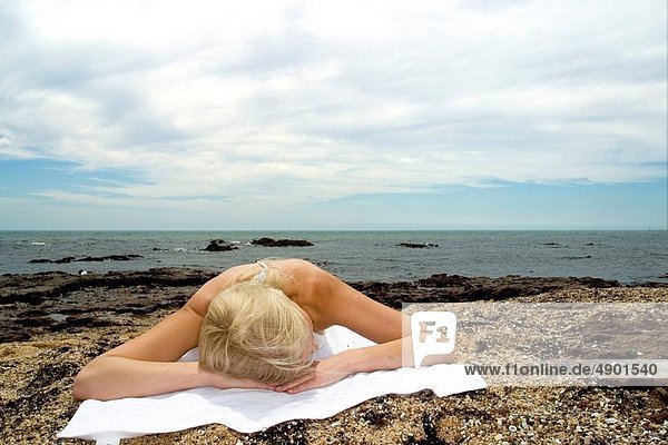Entspannung Strand Hingebung Modell blond