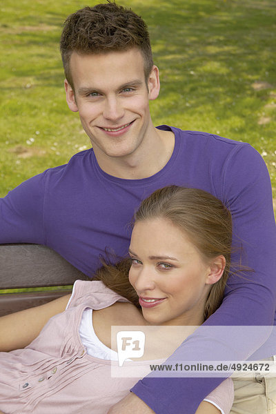 Young couple on a bench