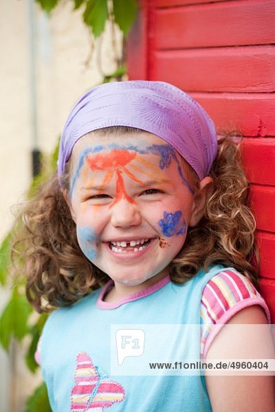 Portrait of girl with face paint  close-up
