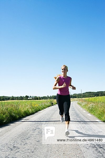 A woman jogging  Sweden.