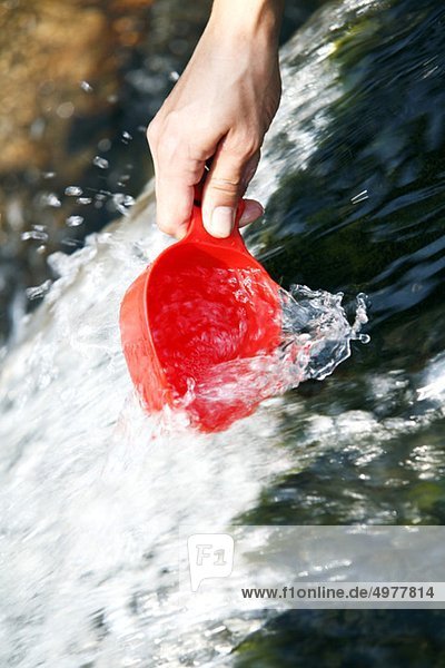 Wasser aus dem Wildwasser sammeln