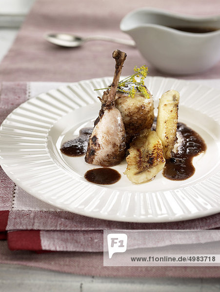 Partridge with chocolate sauce