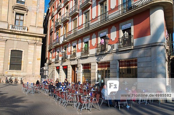Europa Eingang Cafe Terrasse Globalisierung Barcelona Portal Viertel Menge Spanien