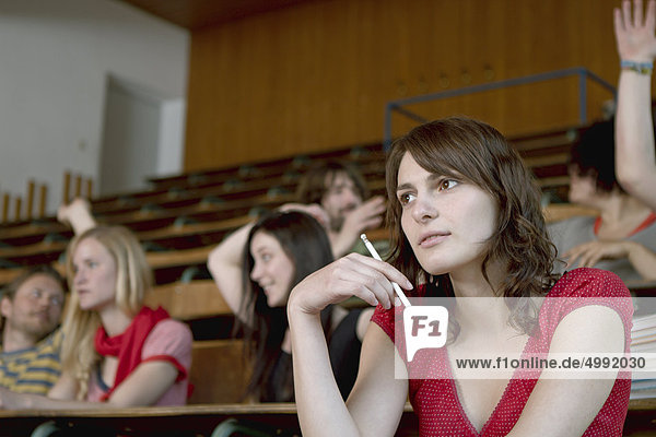 Students in lecture theatre  Darmstadt  Hesse  Germany