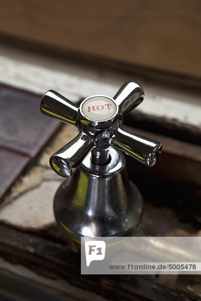 Close-up of a HOT tap