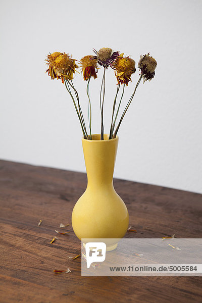 Eine Vase mit getrockneten Blumen