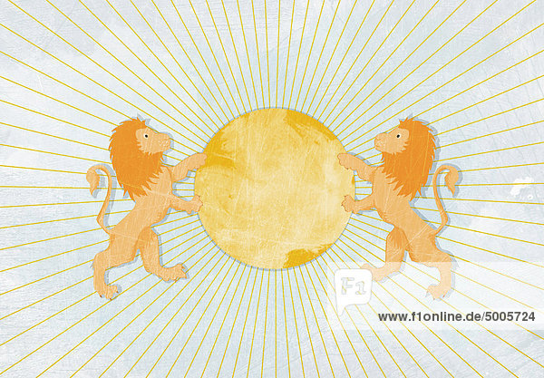 Die Sonne zwischen zwei Löwen