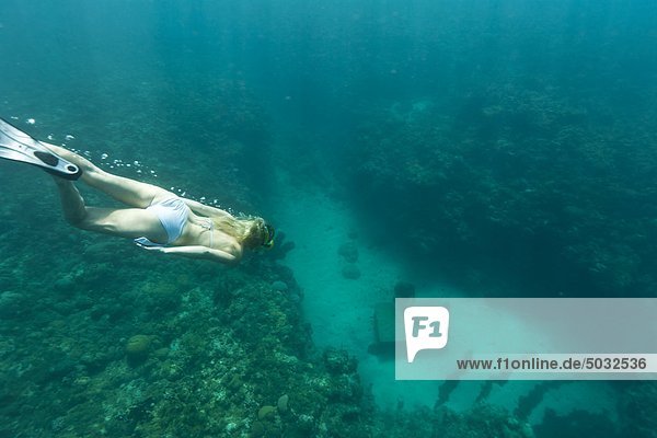 Woman snorkelling in sea