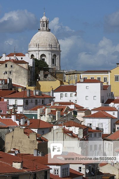Portigal  Lisbon  View across old town of alfama to church of santa engracia