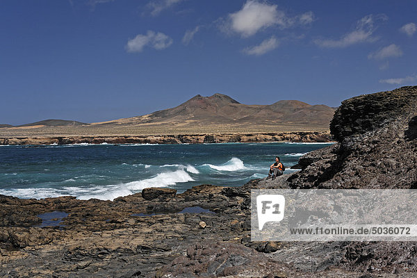 Spain  Canary Islands  Fuerteventura  Jandia  Punta de Turbina  View of sea