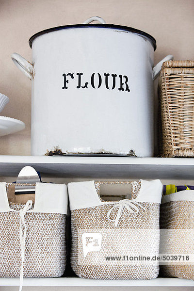 Close-up of a flour container