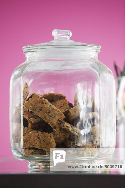 Cookies in a jar at a restaurant