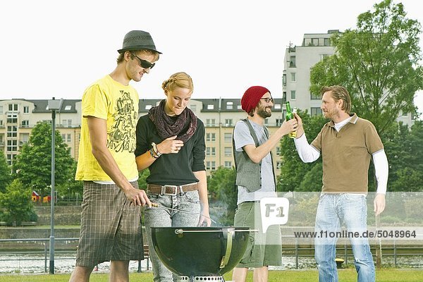 Young people at barbecue