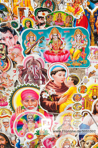 Bunte religiöse und spirituelle Postkarten