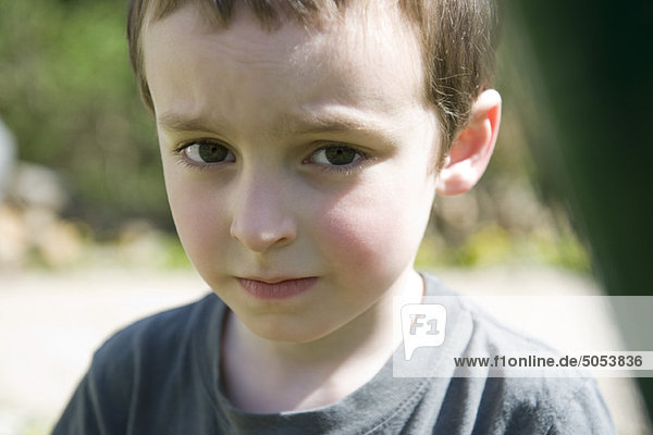 Little boy with worried look on face  portrait