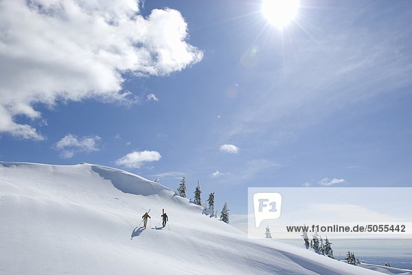 Skiers below First Pump Peak at Mt Seymour Mt Seymour Provincial Park Vancouver BC Canada