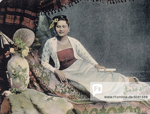 Burmese girl on a postcard