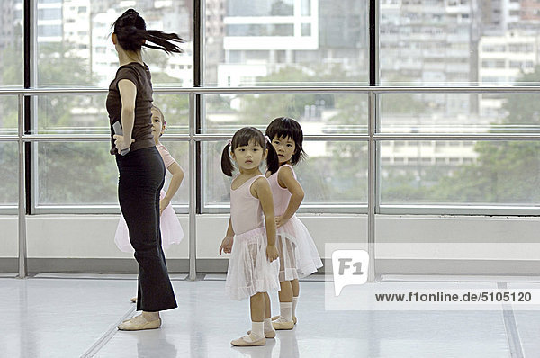Young girls at ballet school