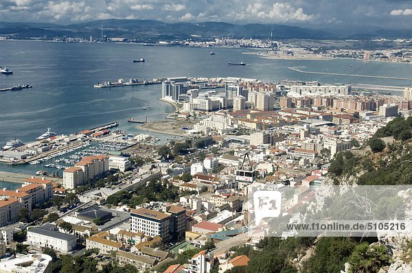 Hafen Großbritannien Ansicht Luftbild Fernsehantenne Gibraltar