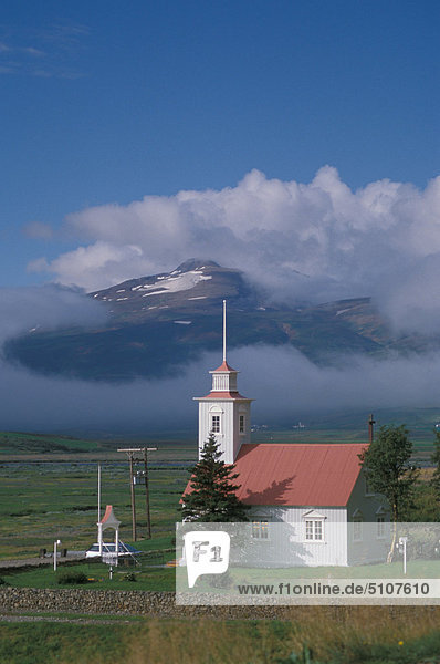Iceland  Fjord of Eyjafjordur  church of Laufas