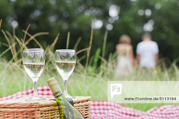 Gläser Wein beim Picknick