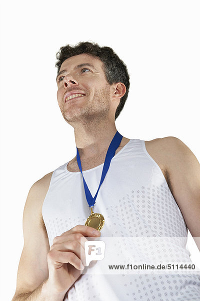 Mann  rennen  Kleidung  Fahrgestell  Medaille