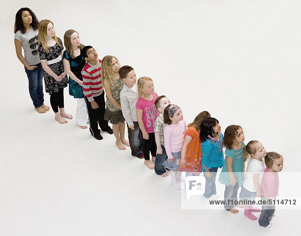Children standing in a row