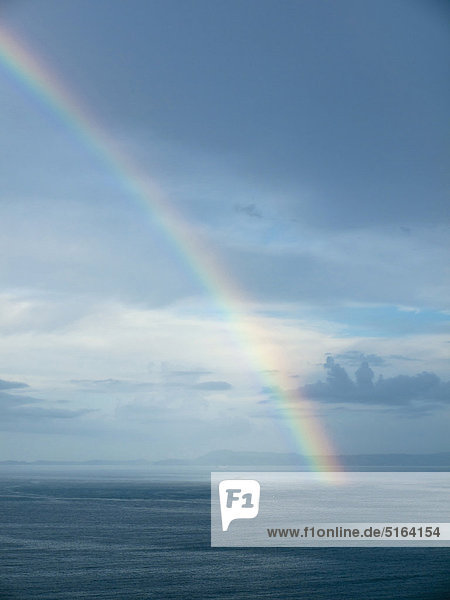 Southern Italy  Amalfi Coast  Piano di Sorrento  View of beautiful rainbow in sea at dawn