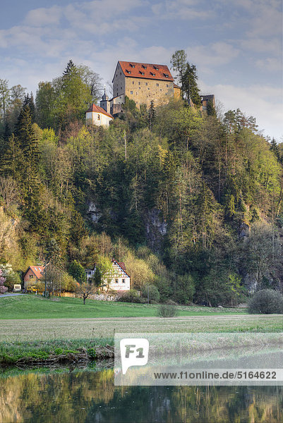 Germany  Bavaria  Franconia  Upper Franconia  Franconian Switzerland  Wiesent Valley  View of Rabeneck castle