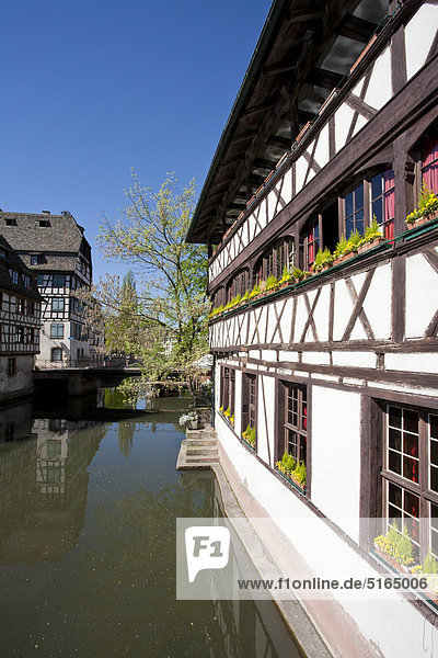 Frankreich  Elsass  Straßburg  Petite-Frankreich  Blick auf Rahmenhäuser am Fluss L'ill