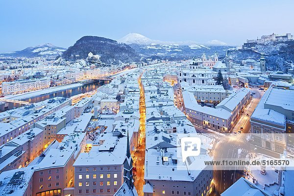 Salzburg at winter evening Austria