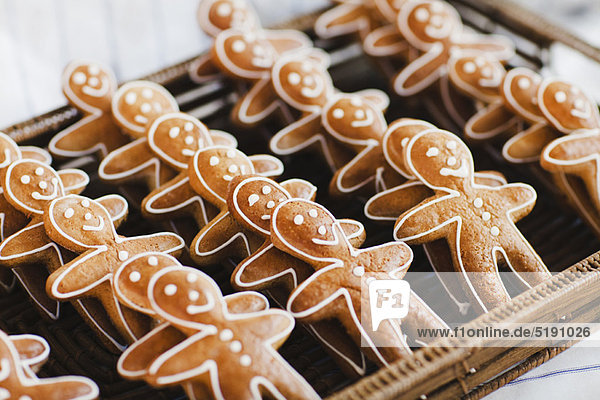 Close up of gingerbread men cookies