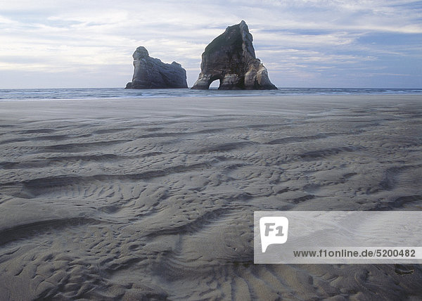 Felsen an flacher Küste  Neuseeland  Südinsel