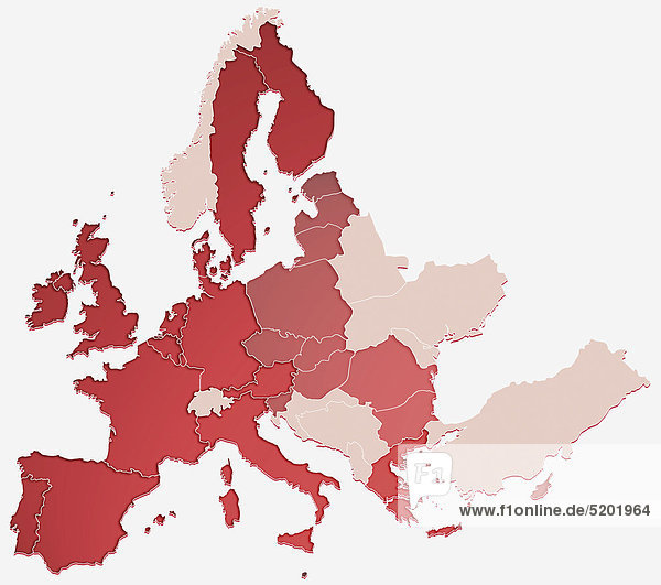 Europakarte  EU-Staaten  rot