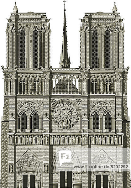 Kirche Notre Dame  Paris  Frankreich  Computergrafik