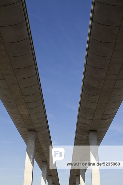 Low angle view of concrete overpasses