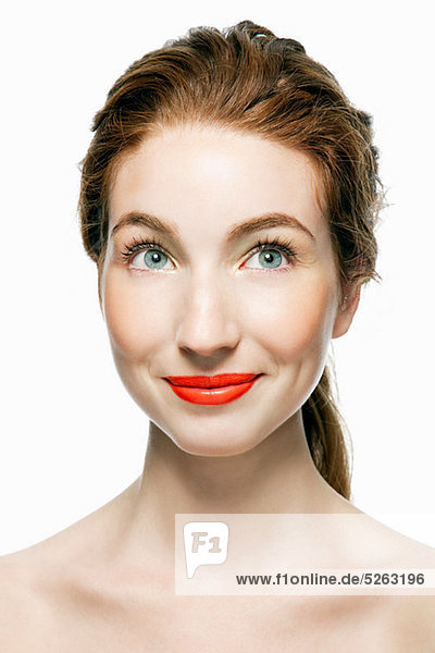 Frau in rotem Lippenstift  Portrait